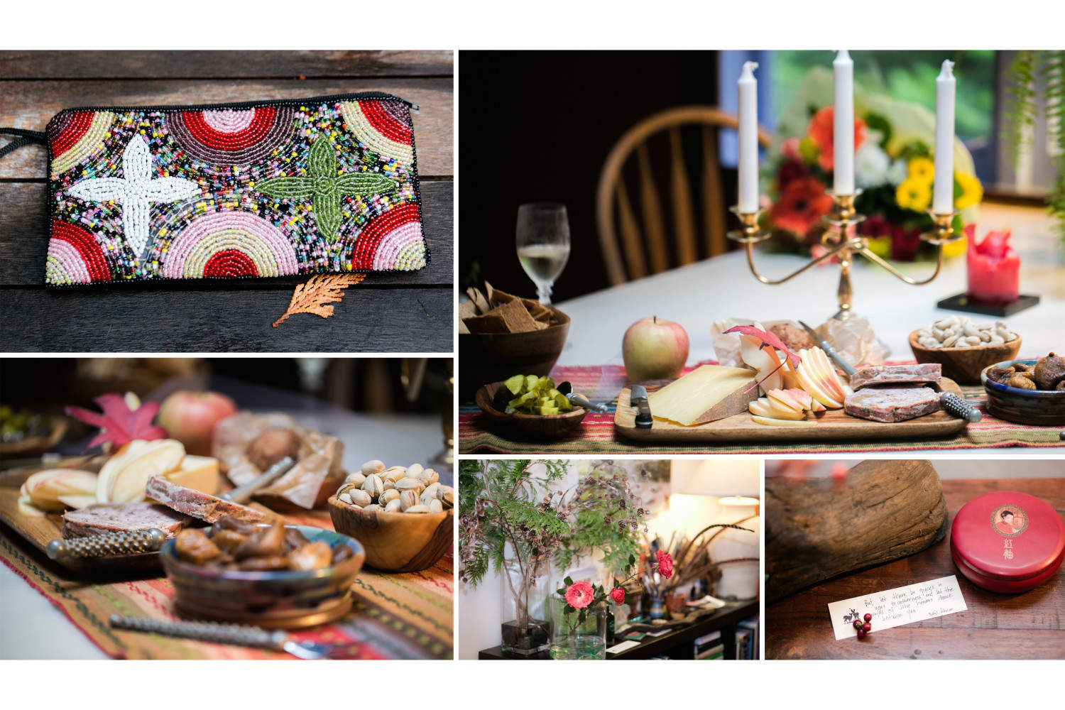 Wedding decor and food details from White Rock elopement.