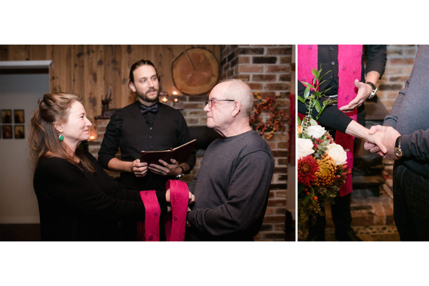 Couple exchanging vows with Young, Hip and Married officiant.