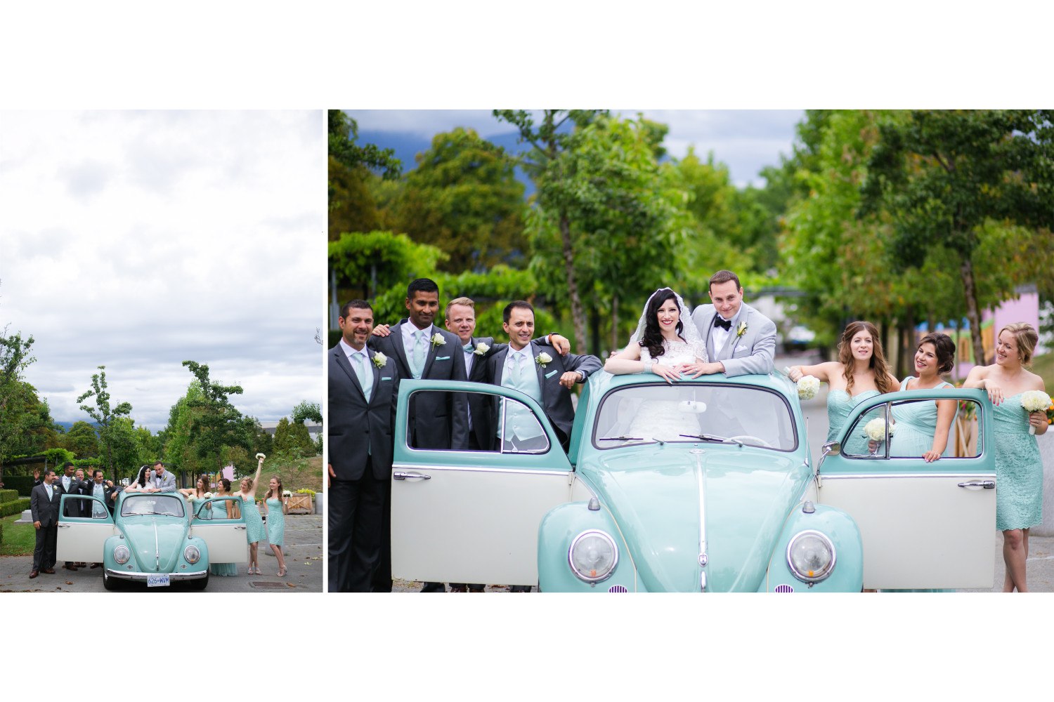 Wedding bridal party portrait at Italian Garden at Hastings Park in Vancouver.