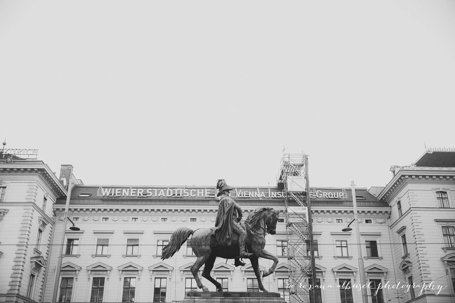 Black and white architectural travel photography in Vienna, November 2015.