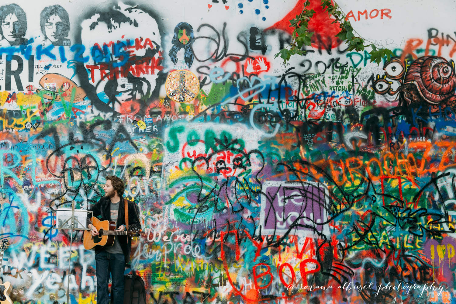 Photograph of John Lennon Wall during travel to Prague, Czech Republic in November of 2015.