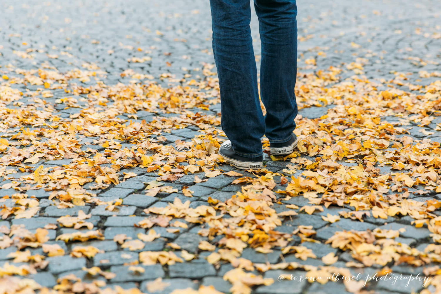 Close-up of feet during travel to Prague, Czech Republic in November of 2015.