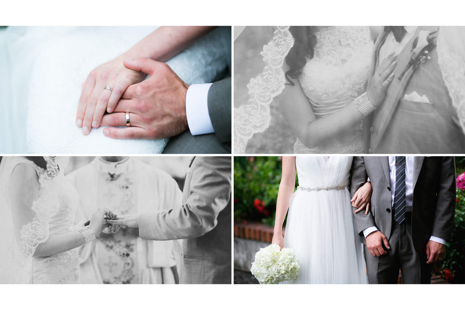 Collage of 2015 detail wedding shots from Roxana Albusel Photography.