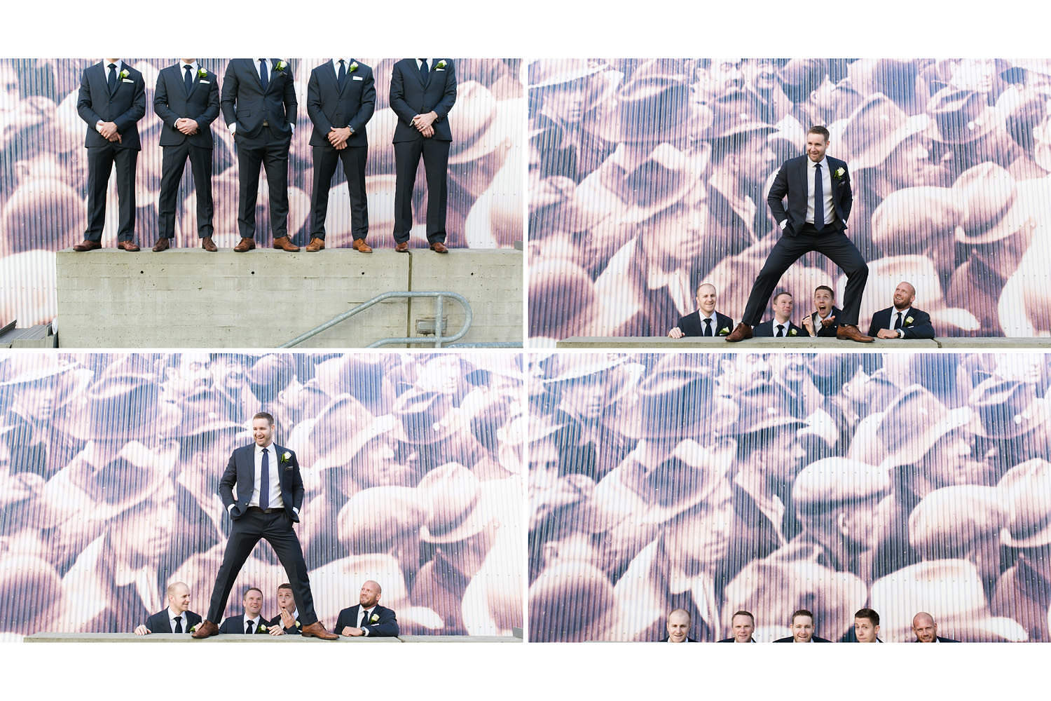 Collage of 2015 bridal party wedding shots in North Vancouver from Roxana Albusel Photography.