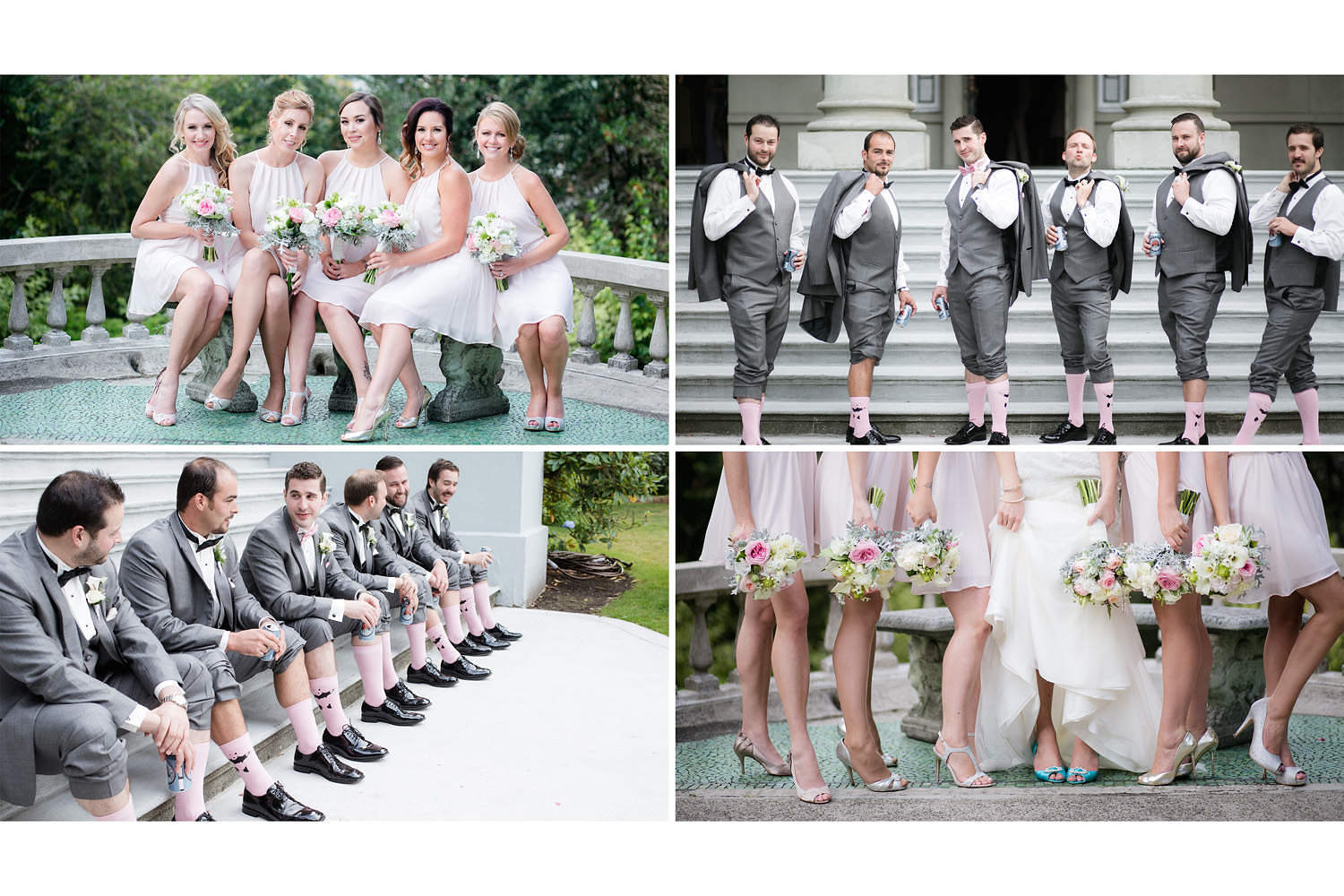 Collage of 2015 bridal party wedding shots at Hycroft Manor from Roxana Albusel Photography.