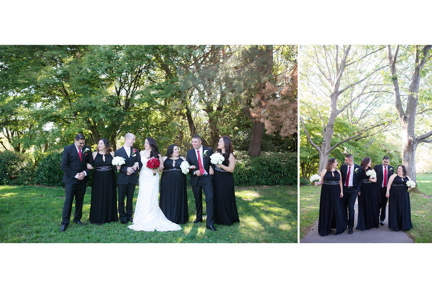 Bridal party posing in Queen Elizabeth Park.