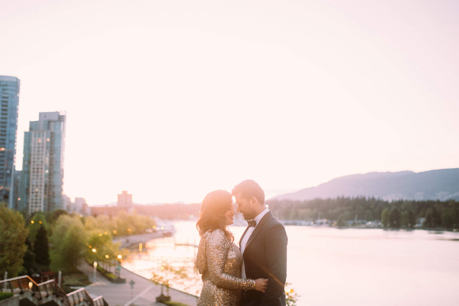 Portrait at Sunset during Vancouver engagement photography.
