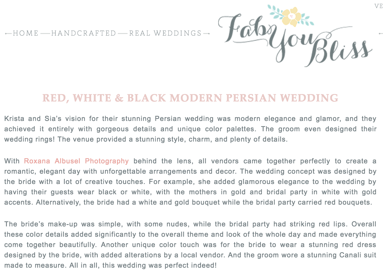 Persian Wedding Feature - Fab You Bliss - Roxana Albusel Photography