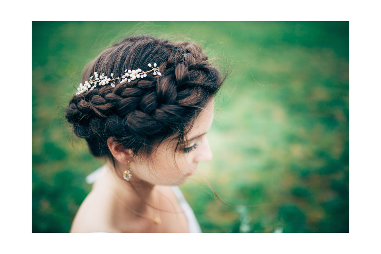 Bridal fairytale hair updo details at Fraser River Lodge styled shoot.