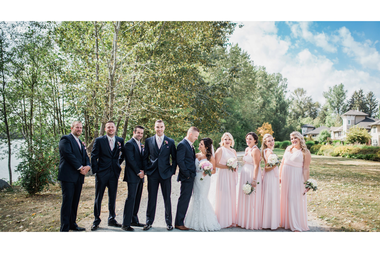 Bridal party portraits during wedding in Pitt Meadows