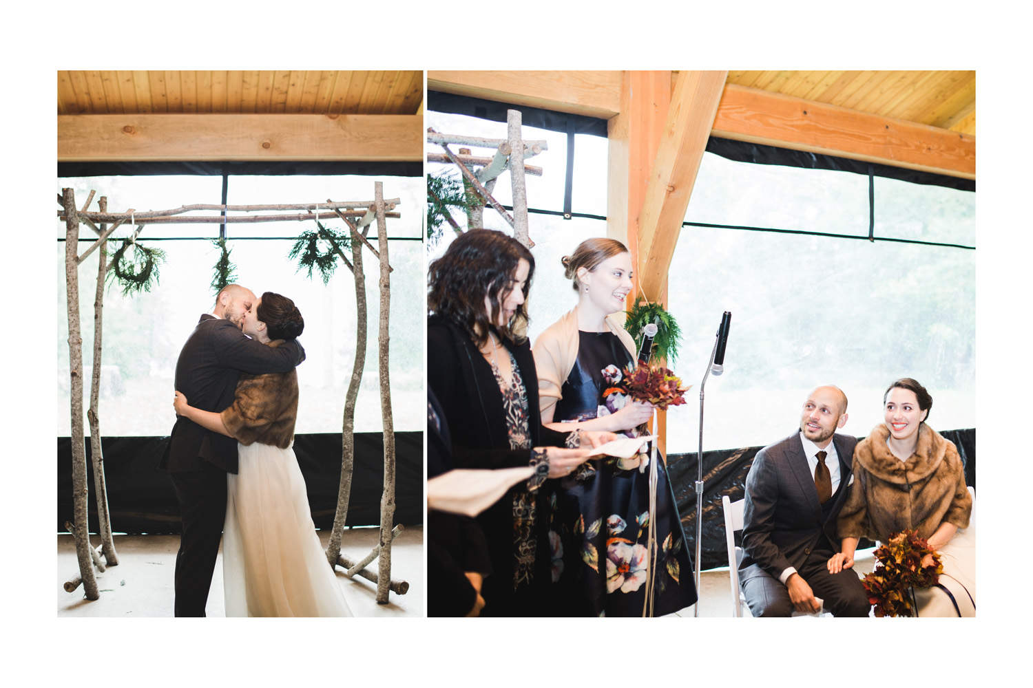 Gambier Island wedding bride and groom during ceremony