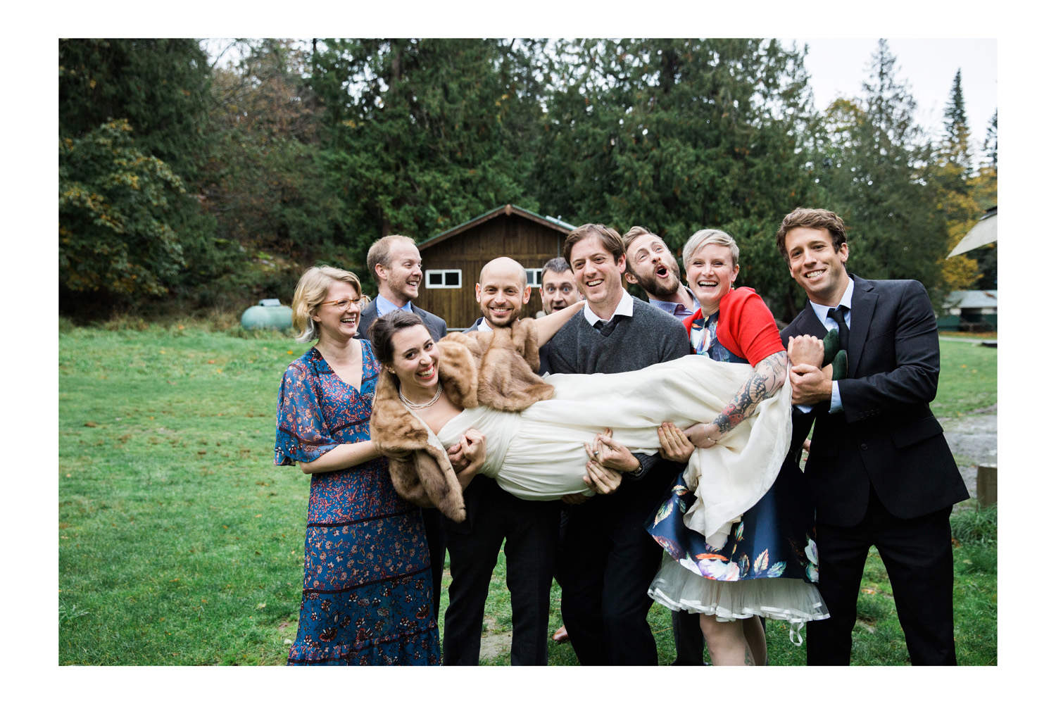 Gambier Island wedding bride and friends
