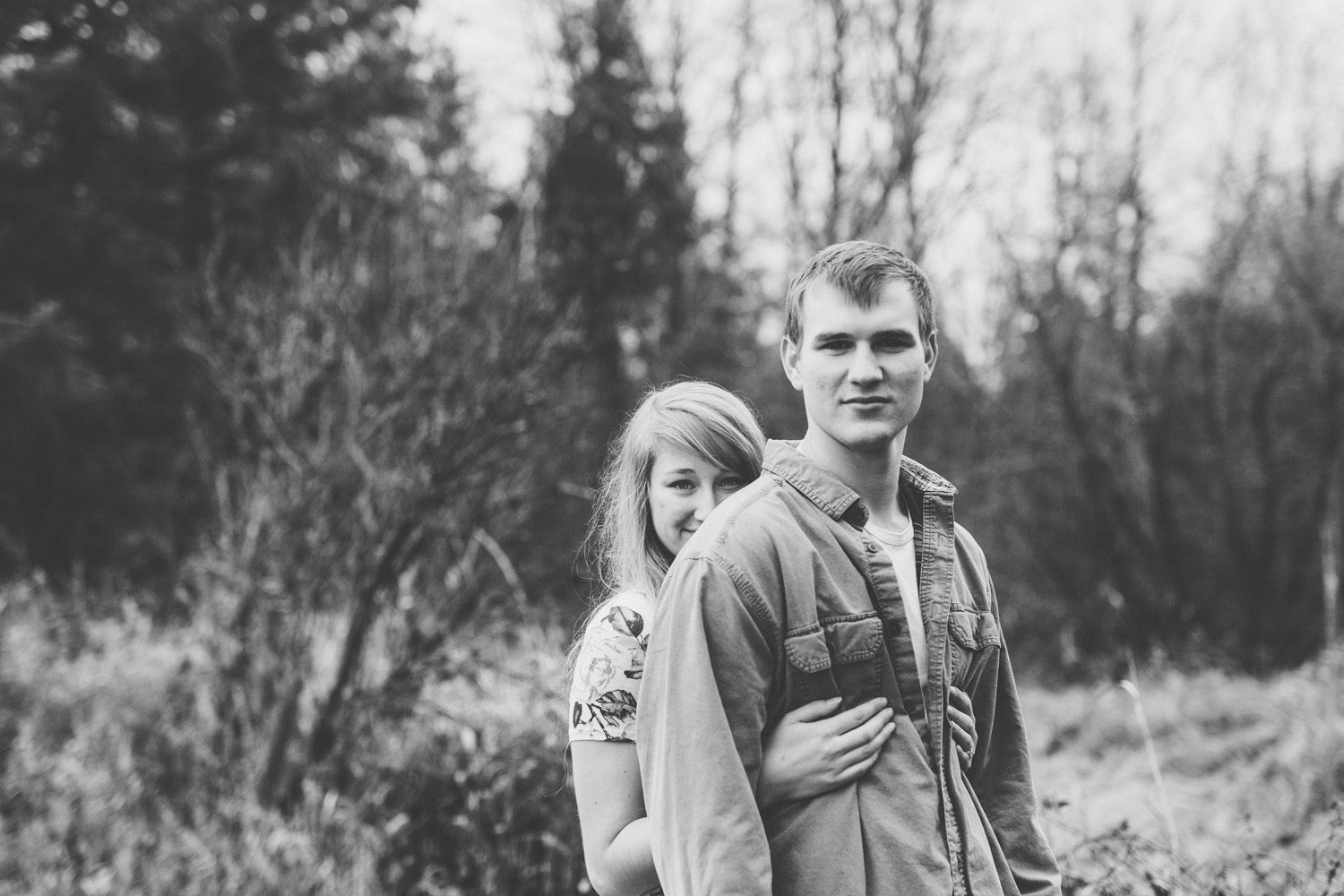couple posing and having fun at campbell valley engagement session