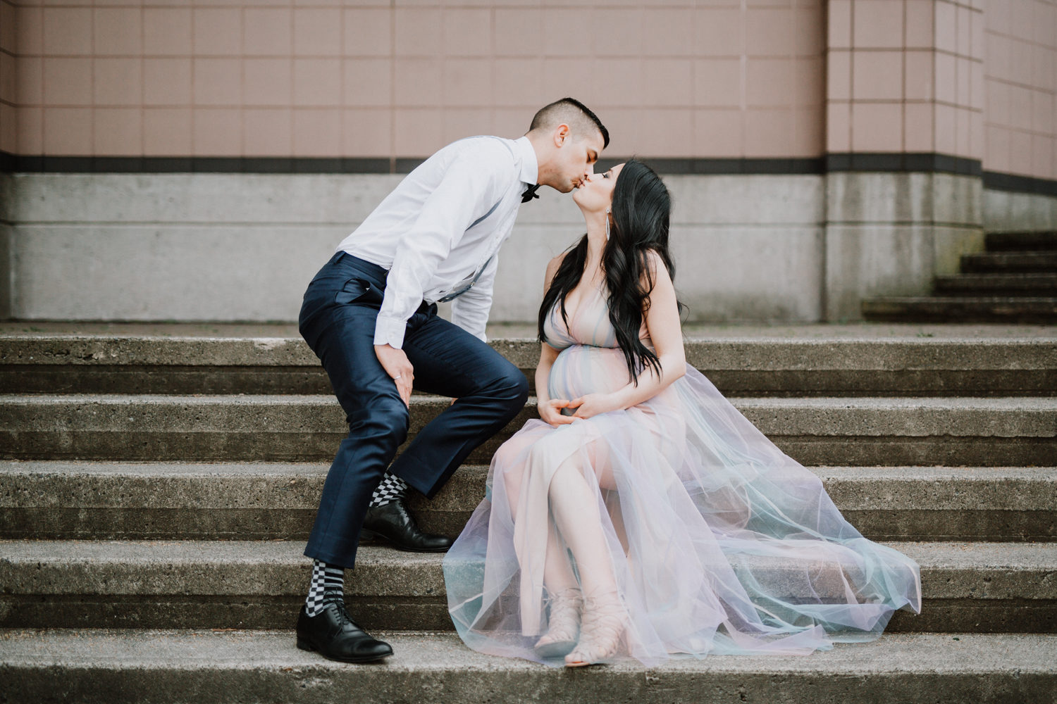 couple posing at new Westminster maternity photoshoot